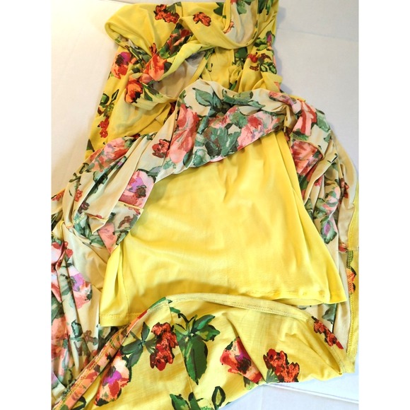 Vtg Maxi Dress S Form Fitting Yellow Lime Old Hollywood Style Sexy Heat Wave - Picture 13 of 13